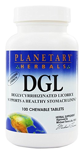 Planetary Herbals - Fuerza del profesional del regaliz de DGL Deglycyrrhizinated - 100Tabletas masticables
