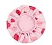 Moolecole Women Love Heart Printed Waterproof Hair Dry Lined Shower Cap Double Layer Bathing Cap Elastic Band Spa Shower Hat Pink
