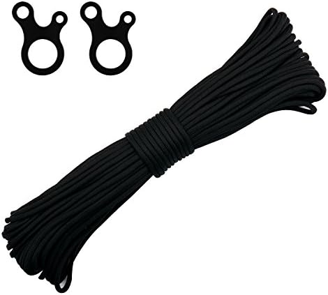 Premium Polyester Accessory Cord - Morric 4mm Pre Cut Smooth Braid Rope Parachute 550 Paracord with 2 pcs buckles Survival Gear for Camping Outdoor Hiking Wristband Bracelet Black