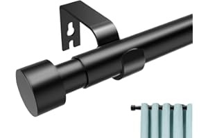 Gardinenstange, Schwarz 122-183cm Jialexin Vorhangstange Ausziehbar, Ø25mm Erstellbare Länge, Beschläge-Set aus Edelstahl, Gardinenstange Dekorative für Schlafzimmer, Wohnzimmer oder Küche