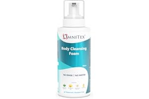Omnitex Mousse nettoyante pour le corps sans rinçage 500 ml | Aux huiles végétales et vitamines | Sans eau – Sans rinçage | Nettoie, nourrit et protège | Sans parabènes, sans latex, sans alcool |