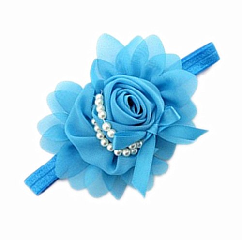 Viskey Lovely Cotton Girls Baby Headbands,Pearl,blue