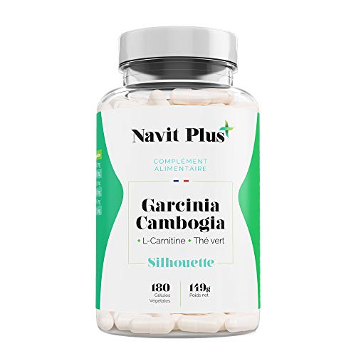 Garcinia cambogia| L-Carnitine | Thé vert. Coupe faim 100% naturel. Brûleur de Graisse. Haute Concentration 60% HCA pour perdre du poids. 180 gélules végétales.