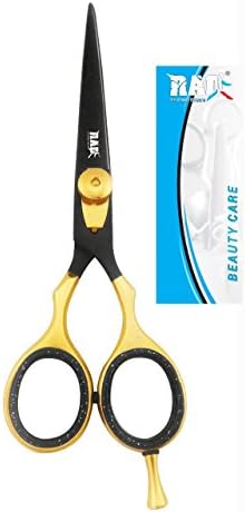 Plain Hairdressing Scissors 5.5 inch- Highest Quality Salon Professional Beard And Hair Cutting Scissors - Perfect For Barbers, Beard Shaping Or Use At Home To Trim Your Own Moustache. (G/Black)