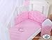 LUXURY & ABSOLUTE BEAUTIFUL with embroidered heart pink baby bedding set for your little one cot bed 140/70cm or cot 120/60cm (includes: cover x 2, bumper made of 3 pcs, big mosquito net / canopy / drape made of chiffon to cover all 4 sides of the bed, decorative bow & hearts) + drape holder (fits most types of cots and cot beds with ends/heads up to 4cm thick)