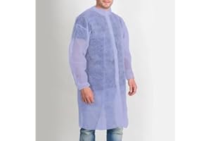 GENÉRICO Pack de 10 Batas desechables sanitarias de visita azules + 200 cubrezapatos desechables | Fabricadas en Nowoven Spunbond | 25gr con cierre delantero de velcro | Marca AMET
