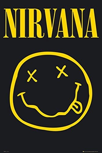 BUY ART FOR LESSBUY ART FOR LESS Officially Licensed Nirvana - Smiley Face Art Poster - 36 x 24 Inch - Decorative Print - Poster Paper - Ready to Frame