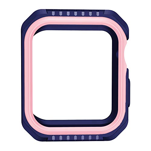 Preisvergleich Produktbild Luckhome Uhrenarmband Serie Lederarmband Ersatband Mit Edelstahl Metall Schließe Classic Armband Ersatz Band Weiche Silikon 2 in 1 Zwei-Ton Stoßfänger Hülle für Apple Watch Serie 4 40MMH