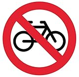 Autoadhesivo. Adhesivo Prohibido para Bicicleta, diámetro 5 x 5 cm