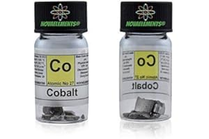 NOVAELEMENTS Cobalto metallico elemento 27 Co, lamine 2 grammi 99,99% in fiala di vetro con etichetta