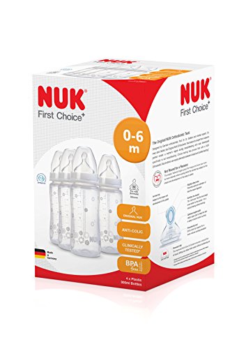 Nuk Understanding Life First Choice 4 Bottles with orthodontic Anti-Colic Silicon Teat 0-6 Months 4X300ml Cream Colour