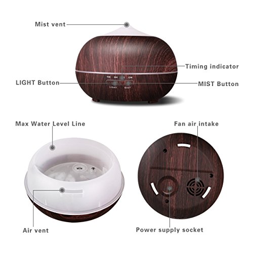 Tenswall 400ml Aroma Diffuser LED Luftbefeuchter Ultraschall Duftzerstäuber Humidifier Ätherisches Öl Diffuser für Babies, Schlafzimmer - 6