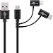 Produktbild Goobay 45433 3in1 Kombi-Kabel, Schwarz, 1 m - mit Micro USB, USB-CTM und Apple Lightning Anschluss