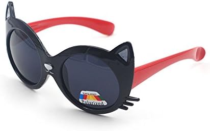 XINMADE Rubber Flexible Kids Polarized Sunglasses for Boys and Girls Age 3-10 (Black Red)
