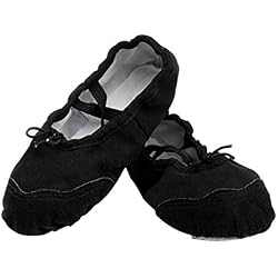 Happy Cherry - Bailarinas Ballet Zapatillas Suela de Piel Punta Reforzada - Talla 31 Negro