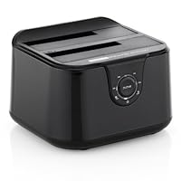 deleyCON DUAL USB 3.0 Dockingstation für alle 2,5" und 3,5" SATA Festplatten und SSD's - Backup oder Duplizieren auf Knopfdruck + LED Statusanzeige - Schwarz