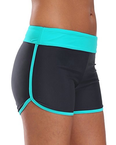 Attraco Damen Badehose Kurze Badeshorts Schwimmhose Bunt Kante Bikinihose - 4