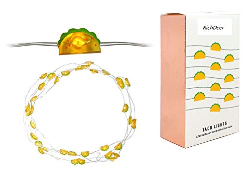 Preisvergleich Produktbild LED-Lichterketten, LED-Lichterketten, batteriebetriebene Lichterketten mit 36 Taco-förmigen warmen LEDs für Party, Schlafzimmer, Küche, Terrasse, Deck und mehr, 12 Fuß lang