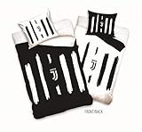 Juventus Parure de lit Football Réversible 100% Coton - Housse de Couette 140x200 cm + Taie d'oreiller