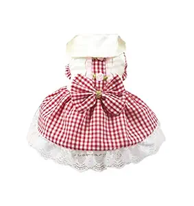 TBOP New Dog Pet Cat Clothes Decorated Plaid Skirt(Red_XXL)(Color May Vary)