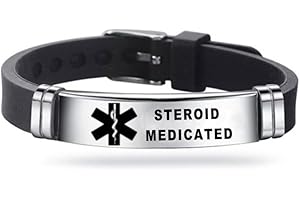 Medical ID Me - Medical Alert Silicone Bracelets Emergency Medical Awareness Epilepsy Diabetes COPD Blood Thinner Men Women Stainless Steel Adjustable