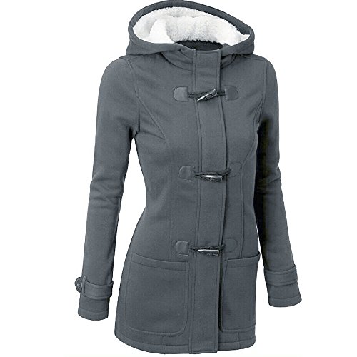 Preisvergleich Produktbild Elecenty Damen Lange Wintermantel Mit Kapuze Windbrecher Sweatshirt Mantel Outwear Winterjacke Sweatjacke Parkajacke Jacke Steppjacke Outdoorjacke Übergangsjacke Trenchcoat (XXXXL, Dunkelgrau)