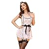Shangrui-Donna-Pizzo-Prospettiva-Vestito-di-Lingerie-Cameriera-Cosplay-UniformeBianco