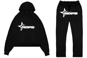 Tielag NOFS Jogginghose und Trainingsanzüge, Buchstaben Druck Lose Hoodies Und Jogginghosen Y2K Unisex, 2 Stück Hip Hop Streetwear Tracksuit Männer Pullover Lässig Oberteile und Sporthosen
