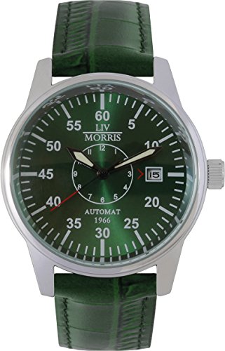 LIV MORRIS Automatikuhr 1966 YORK Lederarmband Edelstahl-Glasboden mechanische lumineszierende Armbanduhr LIV MORRIS Automatikuhr 1966 YORK Lederarmband Edelstahl-Glasboden mechanische lumineszierende Armbanduhr