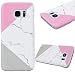Produktbild GrandEver Samsung Galaxy S7 Hartschale Marmor Hülle Hardcase Rosa Weiß Grau Stein Malerei Muster Schutzhülle Spleiß Stil Naht Farben Handyhülle Hartcase Hartplastik Design Tasche Schutz Etui Protective Smart Cover Telefonkasten Schlank Dünn Abdeckung Hard Backcover