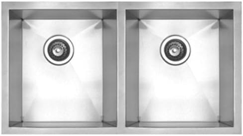 Whitehaus Haus Series 29 Inch Double Bowl Undermount Sink Brushed Stainless Steel