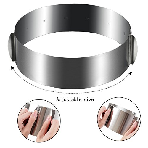 ONEDONE Edelstahl 6 zu 12 inch verstellbar Mousse Ring Kuchen Backform Form Tortenring Rahmen Kuchenform Kuchenring Backrahmen Kuchenrahmen Tortenform mit Skala - 3