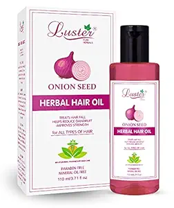 Luster Onion Seed Herbal Hair Oil | Helps Reduce Dandruff & Improve Strength | Onion Hair oil For Hair Growth | For Women & Men | For All Hair Types (Paraben & Mineral Oil Free)-110 ml