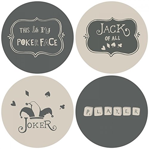 Set of 4 Shruti Humourous Bar Poker Coasters - Lisa Buckridge design