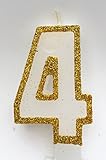  WasiWax dorado cumpleaños número velas - dorado con purpurina, cera, Gold Glitter, 4