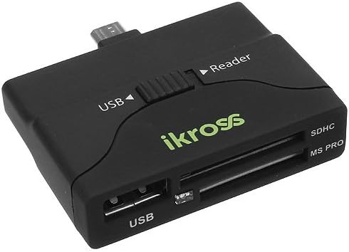 iKross 2-in-1 Micro-USB to OTG / SD Memory Card Reader Adapter for Samsung, HTC One M9 / M8, LG G4 / G3, Sony, Acer, ASUS, Motorola, Android Smartphone, Tablets and More - Black (IKCB14)