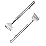 PEIUJIN 2 Pcs Back Massager Stainless Steel Body Massage Tool Portable Extendable Back Scratcher with Telescopic Handle Stainless Steel Back Massager Body Massage Tool