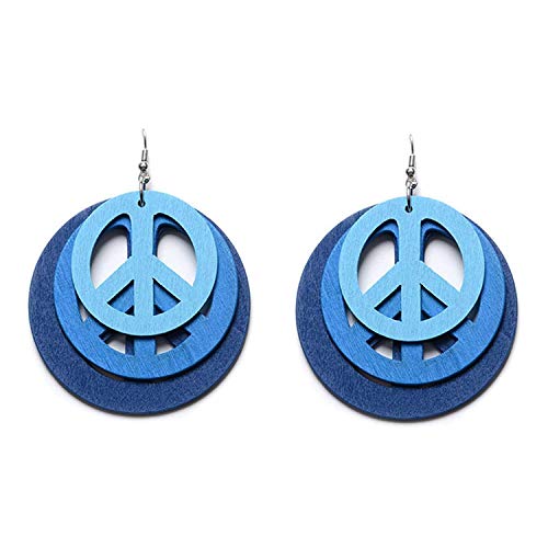 Preisvergleich Produktbild Katylen Earring Übertriebene Juwelen Geometrische Multi-Layer Holz Runde Mädchen Ohrringe Temperament lang, Vintage Persönlichkeit Ohr blau
