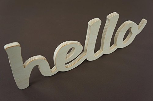 1x Deko Wortform HELLO Schild Holz Basteln Schriftzug Bemalen Hängedeko Kiderzimmer Hochzeit Wand - 3