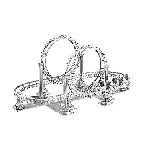 juler 3D 3D metal assembling model DIY puzzle jigsaw F31104 roller coaster toy model,Silver,One Size