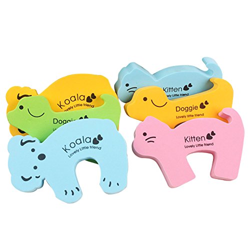 SwirlColor 6 Stück schöne Kinder Sicherheits-Finger-Klemm Karikatur-Tier-Baby-Sicherheits-Tür-Schutz-Stopper Jammer Kids Tür Türanschlag Wache Set - 8