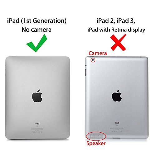 Fintie Apple iPad 1 Hülle Case – ultra-schlank superleicht Ständer Smart Shell Cover Schutzhülle Etui Tasche für iPad 1st Generation, Schwarz - 2