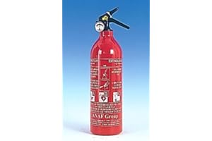 FIRE SHOP Extincteur à Poudre pour Voiture, Bateau, Caravane, et Maison avec manomètre, homologué NF, 1 kg