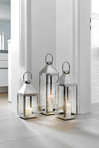 home + Laterne aus Edelstahl – Rostfrei, wetterfest – in verschiedenen Größen (spitz), Größe:Klein (45cm) - 4