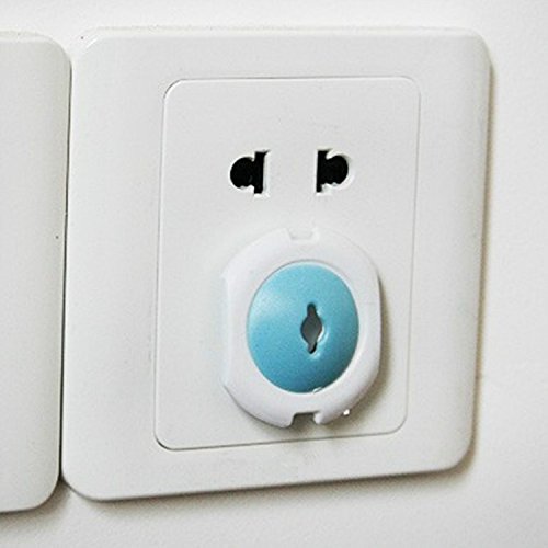 Power socket protection cover Three pin plug cases children protection power source electrical outlet lock, seven-piece, blue