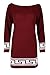 Produktbild Damen Kleid Top grob gestrickt griechischer Aufdruck schulterfrei Bardot Baggy Übergröße langer Pullover - Wein/weiß, Übergröße (EU 48/50)