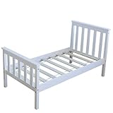 Die Außenmaße vom Bettgestell mit Lattenrost sind 76 x 30 x 146 cm (B/H/T). Das Bett ist einfach aufzubauen gemäß beiliegender Aufbauanleitung.