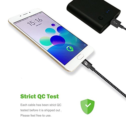 Cavo Micro USB Carica Rapida J Jecent [3 Pezzi 2m] lungo Nylon Intrecciato Cavi Cavetto Ricarica Android per Samsung Galaxy S3 / S4 / S5 / S6 Edge S7 /Note 3 / 4 / 5, HTC, Sony, Nexus, Nokia, Motorola, Huawei, LG, Kindle e Altro - Nero e Argento