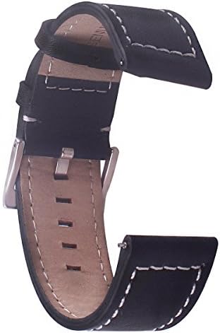 Gear S3 Frontier Classic Band,Genuine Leather Replacement Strap for Samsung Gear S3 Frontier / S3 Classic / Moto 360 2nd Gen (black)