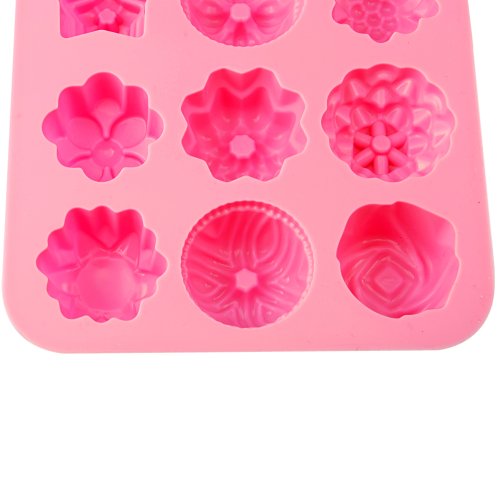 BestCool 12er Mulden Silikon Muffinform Muffin Rose Herz Blume Form Muffinförmchen Kuchen Dessert Cup Cake Pudding Gelee Mini-Cupcake Formenset Kuchenformen Cupcake Form Backform - 3